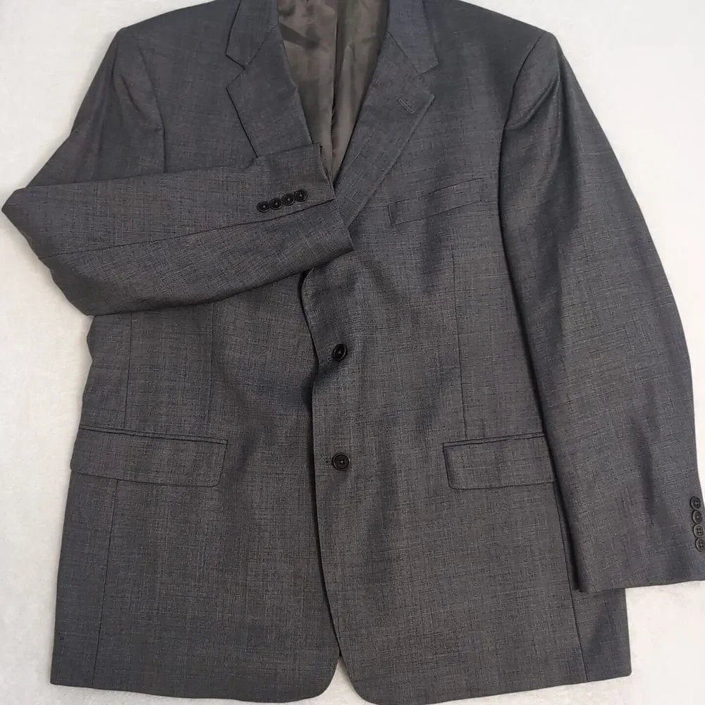 Daniel Cremieux Loro Piana 100% Wool Sport Coat Mens 46R Blazer 2 Button‎ Gray